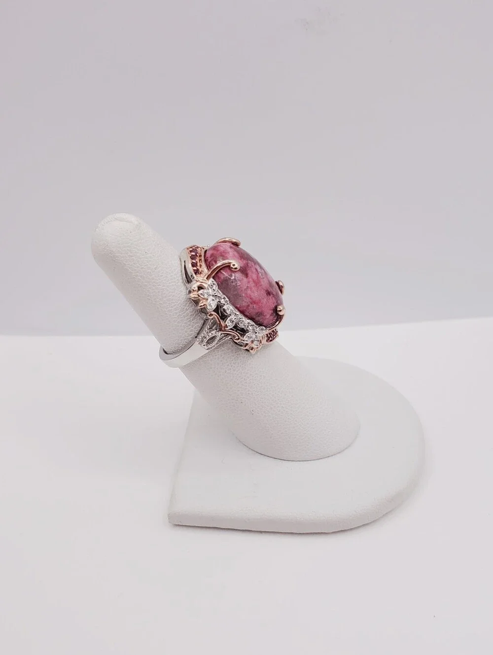 Norwegian Thulite Rose Gold - Platinum - 925 Sterling Silver Statement Ring
